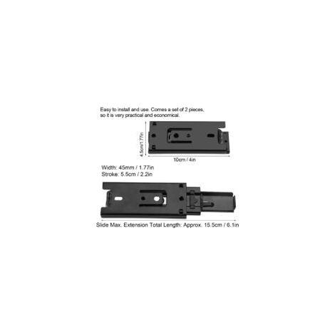 Rail de guidage pour meubles, Mini glissières de tiroir courtes, Extension complète, quincaillerie d'armoire de cuisine, 4 pouces, 2 pièces