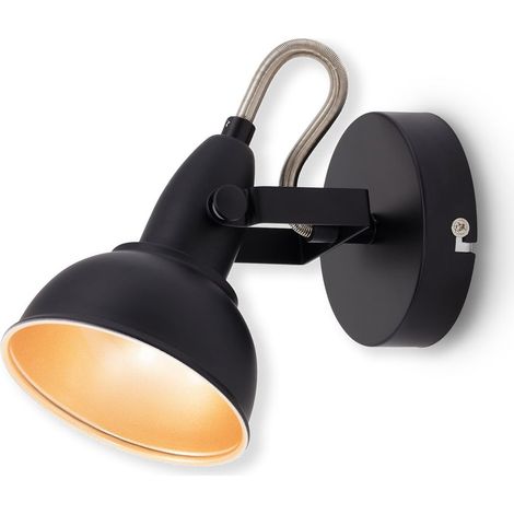 Spot LED 1-flamme orientable - IP20 Ø105 mm Noir/Or - Douille E14 max 40W - Briloner