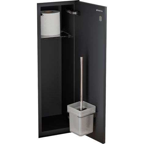 BERNSTEIN - Niche module à carreler acier inox WC encastré 16x16x58 (LxPxH) porte brosse toilettes + 1 étagère, charnière à gauche - RIA (1/5)