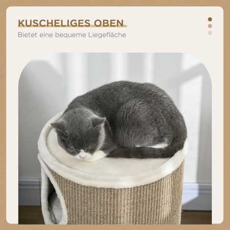 Tour à griffer pour chat, peluche douce, tapis sisal robuste, Ø38 x H70 cm, marron (1/5)