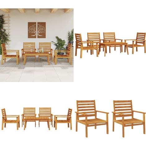 5-tlg. Garten-Lounge-Set Massivholz Akazie - Gartensitzgruppe - Loungemöbel - Gartenmöbel - Esszimmergarnitur - Holzsessel - Home & Living (1/5)