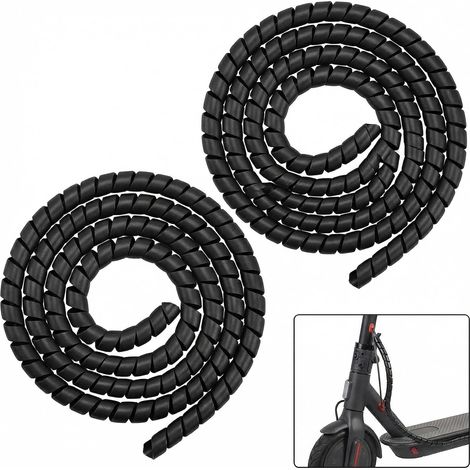 Gaine Spirale Flexible Universel 2 x 120cm, Cache Fil Electrique Diamètre Gaine Flexible, Résistante à la Chaleur, 8mm Gaine Range Cable pour Scooter électrique M365 Pro 2, Protege Cable, Noir (1/5)