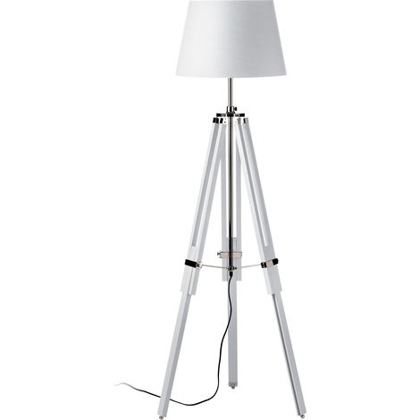 Premier Housewares Jasper White Wood Floor Lamp with EU Plug