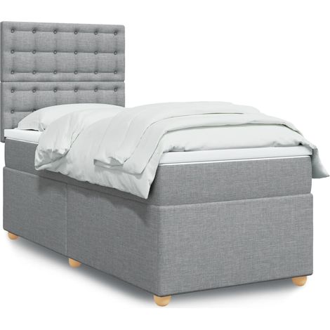 Boxspringbett mit Matratze Hellgrau 100x200 cm Stoff