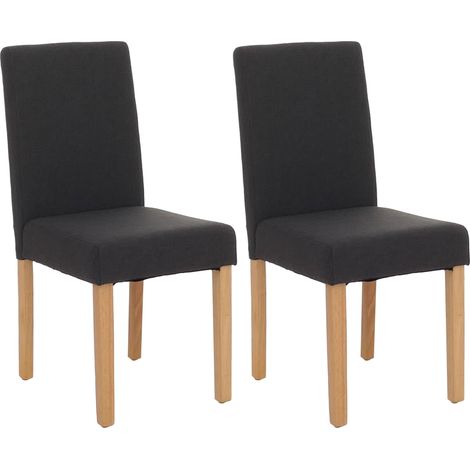 [NEUWERTIG] 2er-Set Esszimmerstuhl Stuhl Küchenstuhl Littau Textil, schwarz, helle Beine