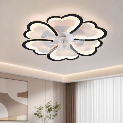 Unsichtbarer Deckenventilator, 68 cm, 72 W, 4320 lm, Dimmerschalter und 6 Geschwindigkeitsstufen, Fernbedienung und WLAN, modernes Blütenblatt-Design (1/5)
