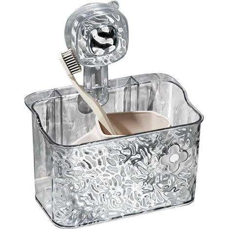 Support de Rangement à Ventouse  Étagère De Stockage À Ventouse  Panier Murale Organisateur Coin Pour Lavabo Verre Baignoire Douche Carrelage Maison Intérieur Camping-Car (1/5)