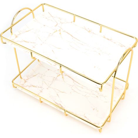 Étagère de salle de bain double niveau dorée (1/5)
