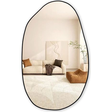 Miroir mural asymétrique irrégulier, miroir cosmétique unique, grand miroir décoratif pour salon, salle de bain, chambre à coucher, miroir de salle de bain 85 x 52 cm (1/5)