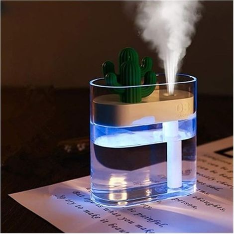Humidificateur d'air 160ml Air Humidifier Clair Cactus Couleur Lumière USB Huile Essentielle Diffuseur Voiture Purificateur Aroma Mist Maker Diffusor Mini Humidificateur (Color : Clear) Clear - (1/5)