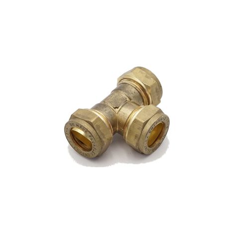 PrimaPlus Compression Equal Tee 15mm Pack of 10 - Brass Fittings (1/2)