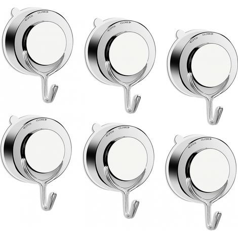 BEBUSINGOTO Saugnapfhaken, extra stark, Vakuum-Wand, Handtuch, Haken ohne Bohren, Edelstahl, Tragkraft 5 kg, 6 Stück (1/5)