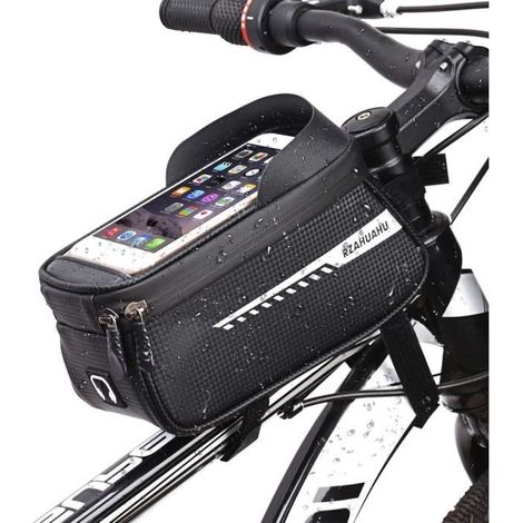 Sacoche de Cadre Vélo pour Smartphone, Sacoche de Guidon Vélo Etanche Support Téléphone Vélo VTT Moto Scooter Housse Transparent (1/4)