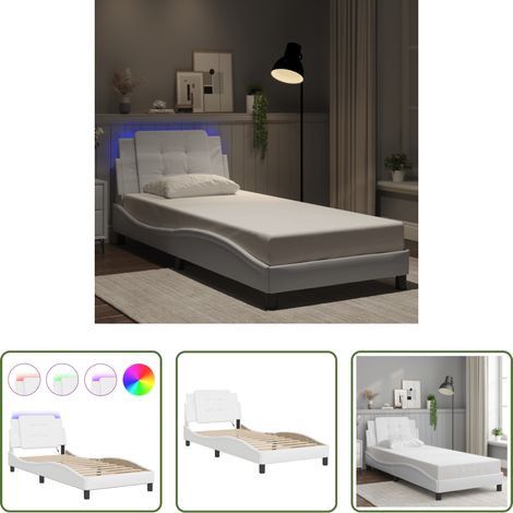 LED-Leuchten - Bettgestell mit LED ohne Matratze "Zadar" Weiß 90x190 cm (1/5)