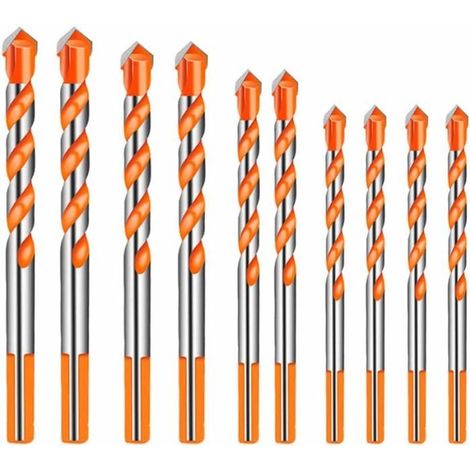 HOXILEELEO - 10 Pièces Carbure De Tungstène Maçonnerie Foret Ensemble pour Céramique Porcelaine Métal Acier (6/8 /10 /12mm) (1/2)