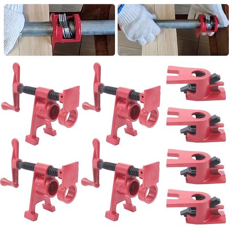 Satz von 4 Schlauchschellen, Schraubschellen für 3/4-Zoll-Rohre, Schraubschellen für Schläuche, Schlauchschellen mit Zangen und Spannern, Handschellen mit Schnelllösevorrichtung für die Holzbearbeitun (1/5)