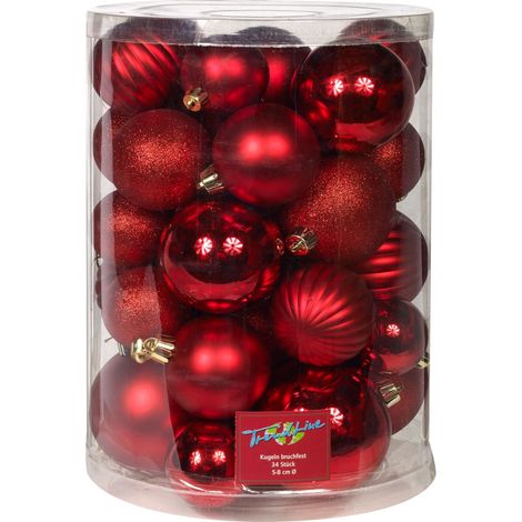 Trendline Christbaumkugeln 34 Stk Rot Weihnachtsbaumkugeln Weihnachtskugeln (1/3)