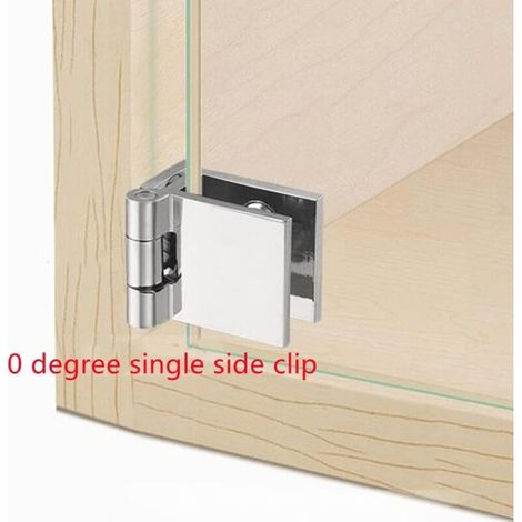 Lot de 2 charnières de porte en verre à 0 degrés - Charnières sans perçage pour porte en verre de 5 à 6 mm d'épaisseur (1/3)