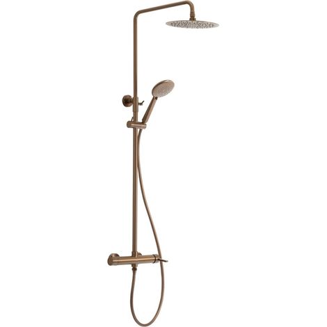 Sapho Iconic - Juego de ducha con grifo, diámetro de 25 cm, 2 chorros, cobre mate AF139PG (1/5)