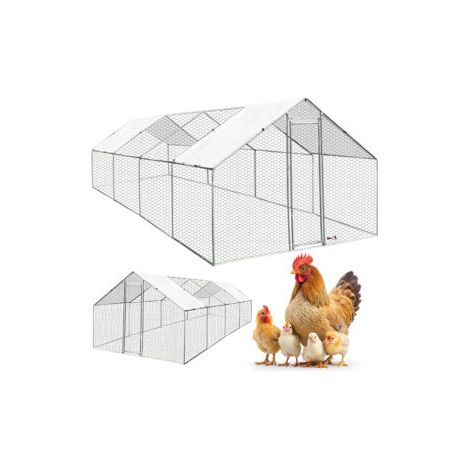 MaxxPet Gallinero para exterior – Casa para pollos y gallinas 3x8x2cm – Recinto para animales con techo – Gallinero de metal – Jaula de pollos con cubierta impermeable y anti-UV (1/5)