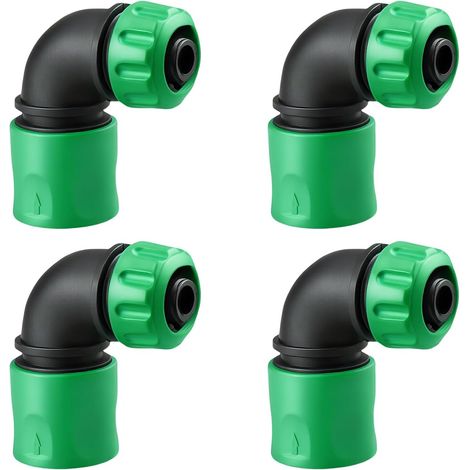 Juego de 4 codos de ABS resistentes a la corrosión para sistemas de agua exteriores y lavado de vehículos, conector de manguera de jardín a prueba de fugas (1/5)