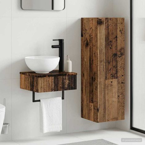 vidaXL Bathroom Furniture Set 2 pcs Old Wood 33 x 34.5 x 100 cm (1/5)