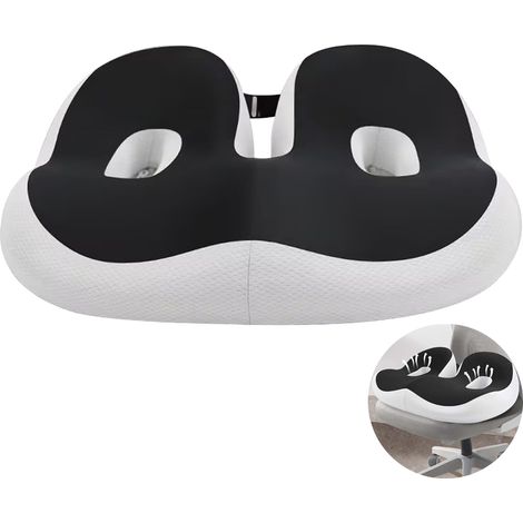 Coussins de Chaise Mousse Mémoire Épais – Coussin Anti-Dérapant pour Bureau, Fauteuil, Voiture, Longues Positions Assises, Soulage Dos et Coccyx (1/5)