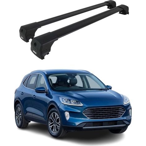 OMAC Aluminium Dachträger Querträger für Ford Kuga III 2019-2026 – City Crash – ISO/PAS 11154:2006 – Abschließbar – Max. 75 kg – 2 Stangen – Schwarz (1/5)