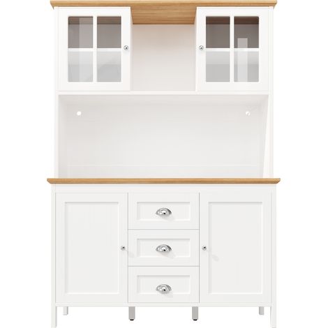 Hoher Küchenschrank mit LED 120x40x179 cm 4 Türen 3 Schubladen MDF Weiß MODENUIT (1/5)