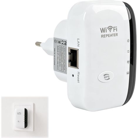 300 Mbit/s 2,4-GHz-WLAN-Verstärker mit Ethernet-Anschluss – Repeater mit großer Reichweite, kompatibel mit allen Geräten, AP-/Repeater-Modus – Einfache und sichere Installation (Weiß) (1/5)