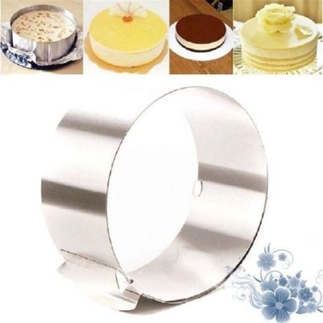 Teglia rotonda regolabile in acciaio inox per torte, disco per pasta frolla, stampo per mousse (1/5)