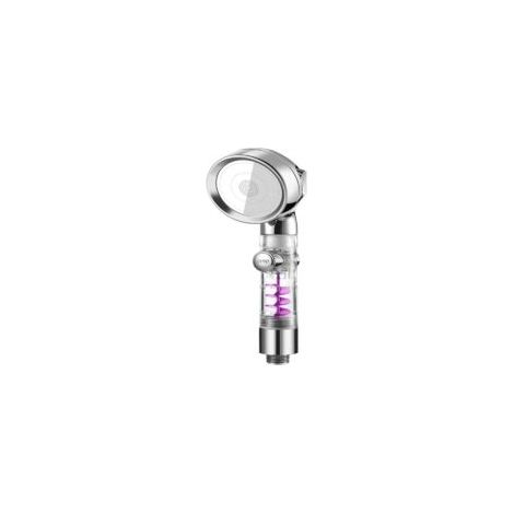 Soffione doccia a tre modalità di pressione, getto d'acqua dorato, con pulsante di spegnimento automatico, filtro ecologico, per bagno. - Crezuo (1/4)