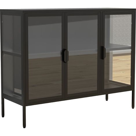 Ebuy24 – Vitrine en verre et acier Floka H 80 x L 110 x P 35 cm – Cadre durable avec portes pivotantes – Pour objets de collection