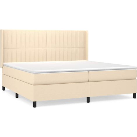 Maison Exclusive - Giroletto a Molle con Materasso Crema 200x200 cm in Tessuto (1/5)