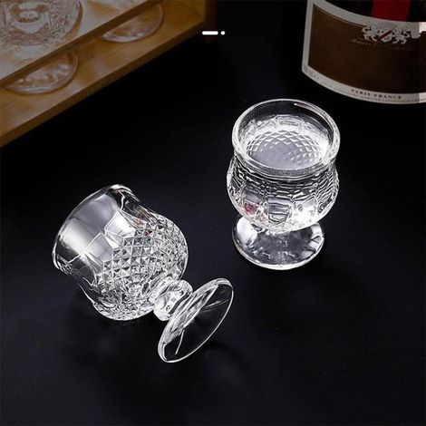 Verre À Vin Blanc - Verre À Liqueur Sculpté Sur Pied - Capacité 50 Ml - Hauteur 6,8 Cm - Diamètre 4,7 Cm - Lot De 9 Pièces (1/5)