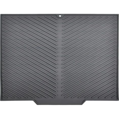Geschirrabtropfmatte, Silikonmaterial, rutschfestes Design, Grau, 42.5x33cm (1/2)