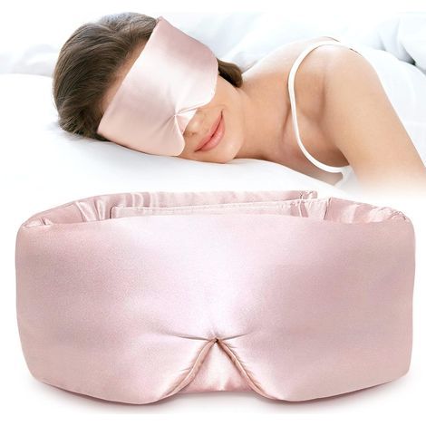 Masque de sommeil en soie - Masque de sommeil unisexe 100% soie - Protection oculaire rembourrée en soie, enveloppant le visage et dotée d'une sangle ajustable (1/5)