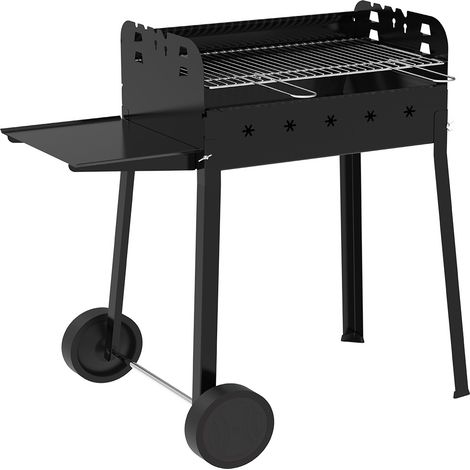 Bracere Barbecue a Carbonella o Legna con Ruote e Mensola Laterale Griglia 58x37cm utile per grigliare CARNI PESCE VERDURA in Giardino montagna terrazzo Outdoor BBQ di qualita' e stile Made in Italy