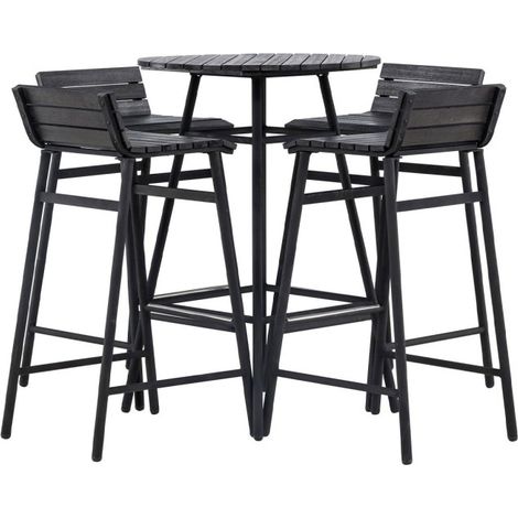 Ensemble Table de Bar de Jardin & 4 Tabourets "Mexico" 95cm Noir (1/5)