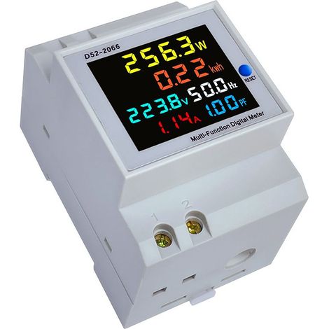 Compteur électrique intelligent monophasé domestique sur rail, 220 V, mesurant la tension, le courant, la puissance et le facteur de fréquence.-AquaForge (1/5)