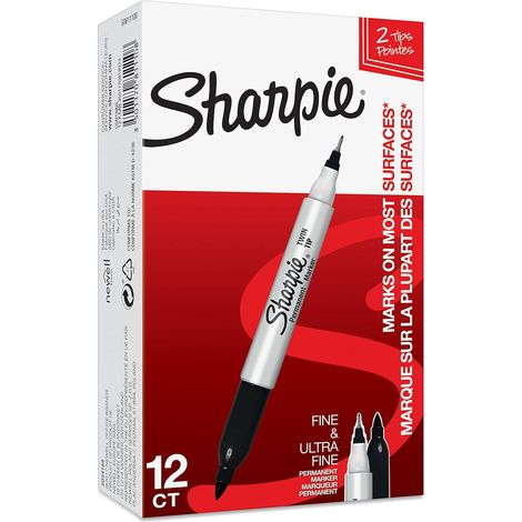 Marqueur tableau noir Sharpie double pointe UF 0,5/F 1,0 mm, paquet de 12 (1/4)