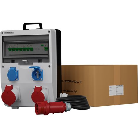 Tableau électrique de chantier avec câble ECO-S/FI SKH 32 A 16 A 2x230 V Doktorvolt® DV-9764-F