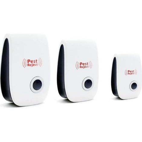 Repelente ultrasónico para ratones, paquete de 3, repelente de mosquitos, repelente electrónico de interior para ratas, hormigas, arañas y mosquitos. (1/5)
