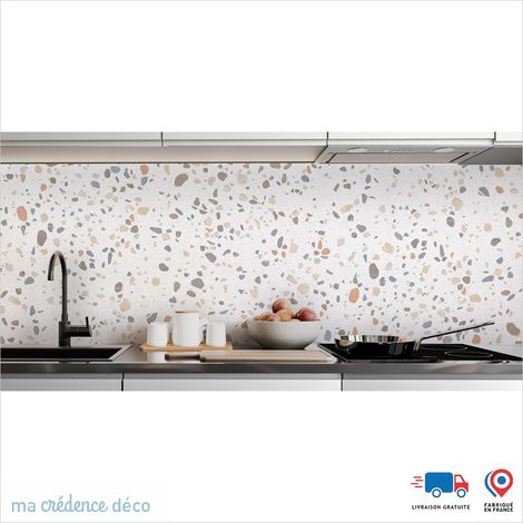 Crédence : Terrazzo contemporain - Couleur Beige ivoire - Alu composite - 60 - 120 (1/3)