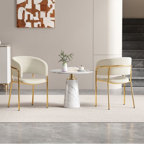 MEUBLIV 2er-Set Esszimmerstühle 55x55x80 cm Beige – ergonomische Rückenlehne (1/5)