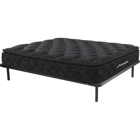 Ensemble 180 x 200 cm cadre à lattes + matelas ressorts ensachés surmatelas intégré ép.28cm - BLACK DREAM de YSMÉE (1/5)