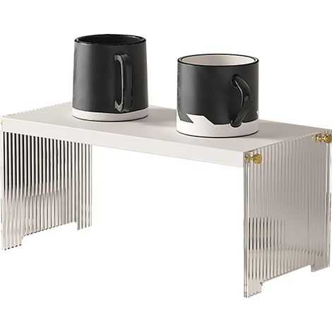 Porte-gobelets en acrylique de style nordique, étagère de rangement à plusieurs niveaux pour tasses, tasses à café, tasses à thé et services à thé, blanc, 1 niveau. (1/5)