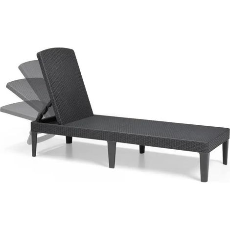 Lettino Jaipur in resina antiurto effetto polirattan graphite 187x58x29 cm regolabile da giardino mare piscina (1/3)