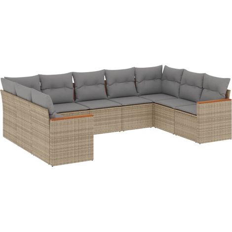 Maison Exclusive - Patio Sofa Set 9 plaza Beige mezcla (1/5)