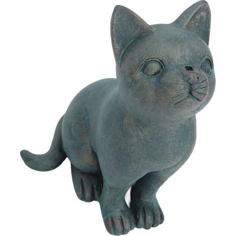 Chat en résine pour extérieur, statue de jardin Halloween, décoration de pelouse pour patio, ornement de cour, figurine féline (1/5)